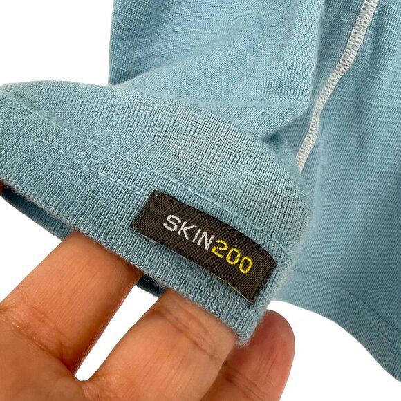 Icebreaker Skin200 Blue Merino Wool 1/4 Zip Long Sleeve Base Layer Shirt XS - Picture 8 of 15